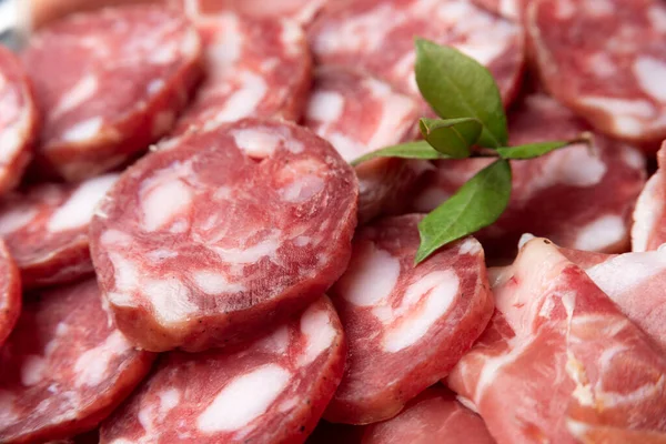 Primo Piano Deliziosi Salumi Tipici Sardi Cucina Italiana — Foto Stock