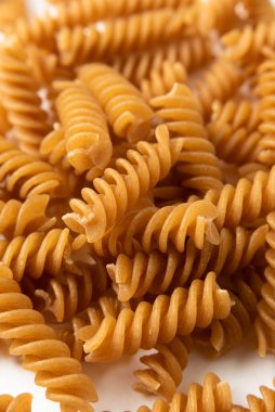 Yiyecekler. Lezzetli İtalyan makarnası yakın plan.