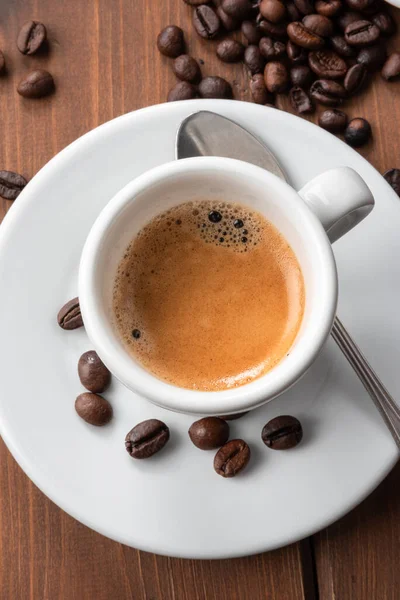 Tasse Klassischer Italienischer Espresso Auf Holztisch — Stockfoto