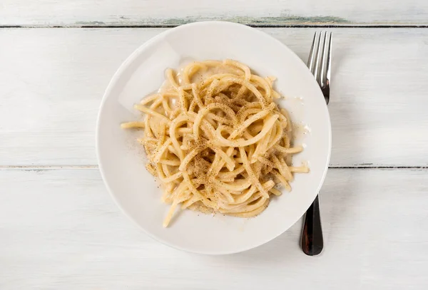 Plaat Van Heerlijke Cacio Peper Pasta Typische Italiaanse Gerechten — Stockfoto