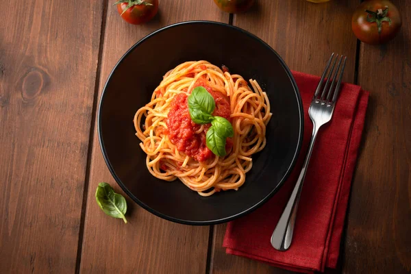 Cucina Mediterranea Pasta Italiana Con Sugo Pomodoro — Foto Stock