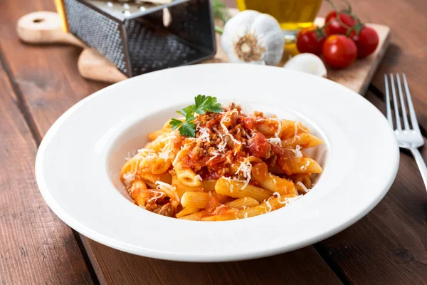 Plate Delicious Tagliatelle Bolognese Sauce Italian Food — Stock Photo, Image