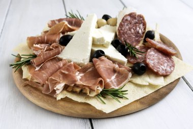 Yiyecekler. Lezzetli aperatifleri kapatın.