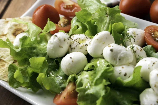 Vegetariskt Mjöl Färsk Mozzarellasallad — Stockfoto