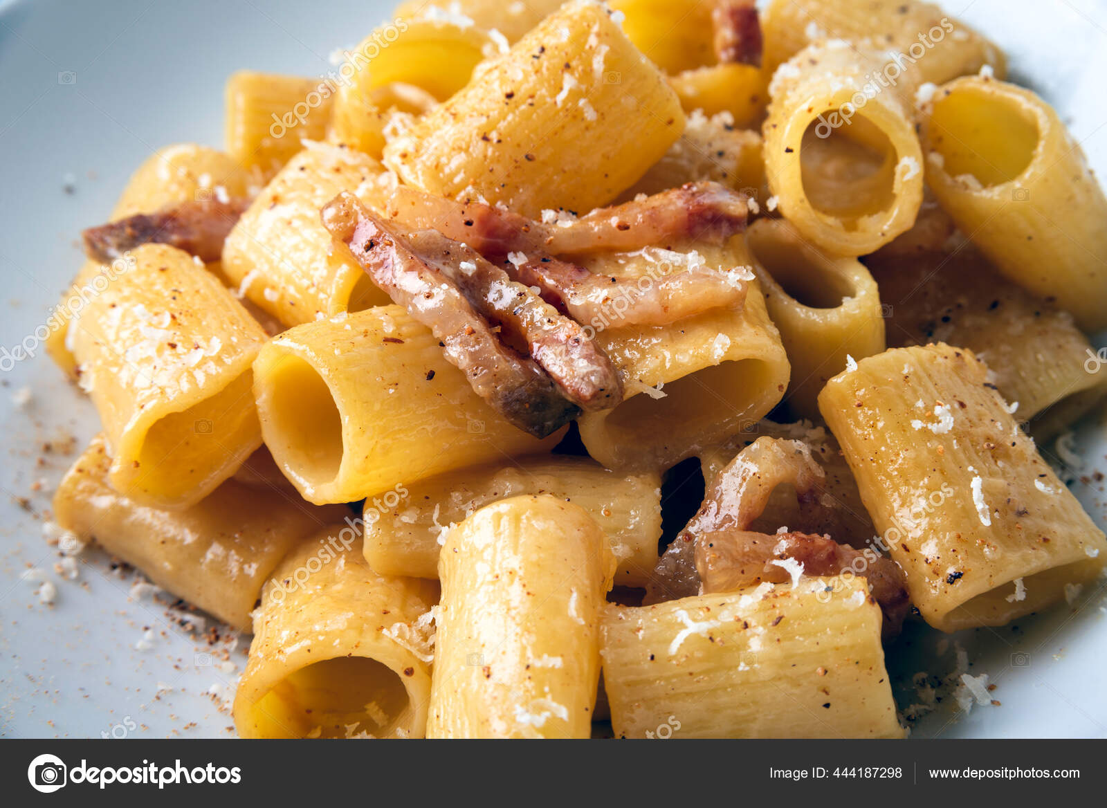 Dish Pasta Alla Gricia Typical Roman Recipe Pasta Guanciale Pecorino Stock Photo By C Marmo81