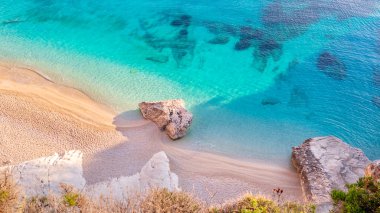 Sardunya, Cala Goloritze, Baunei, İtalya 'nın büyüleyici vahşi plajı. 