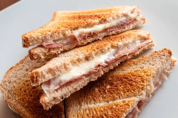 Delicious Toasted Sandwich Filled Prosciutto Melted Cheese Stock Photo