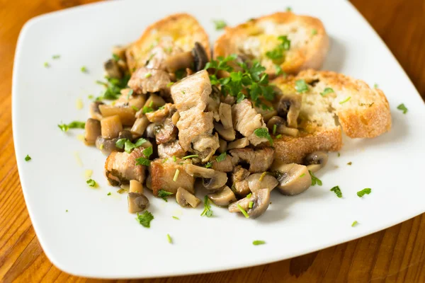 Bacon and mushrooms — Stock Photo, Image