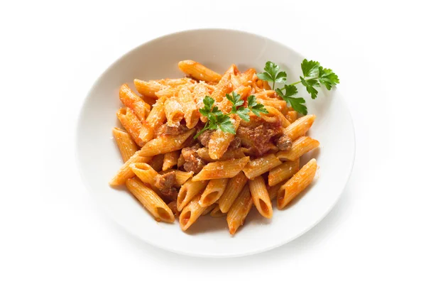 Mezze penne domuz eti et ve domates sosu ile