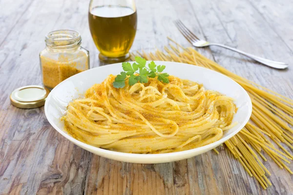 Bottarga Spaghetti, Comida Cerdeña — Foto de Stock
