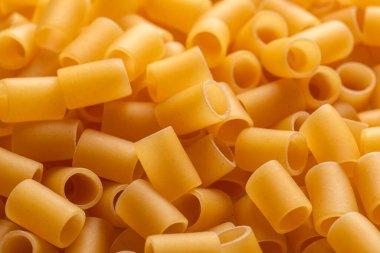 Çiğ makarna arkaplanı, yakın plan, Ditali lisci