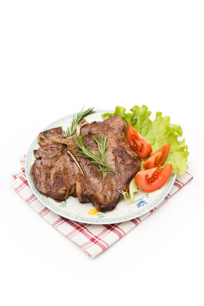 Pečený Hovězí Steak Zeleninový Salát — Stock fotografie