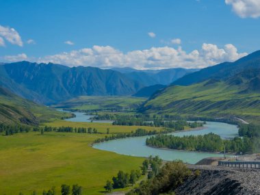 Altai. Katun Nehri manzarası.