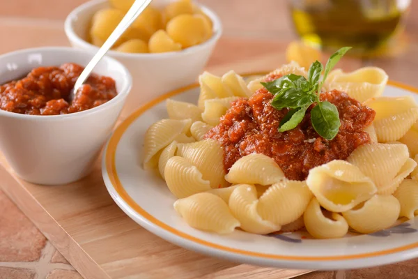 Pasta met vleessaus — Stockfoto