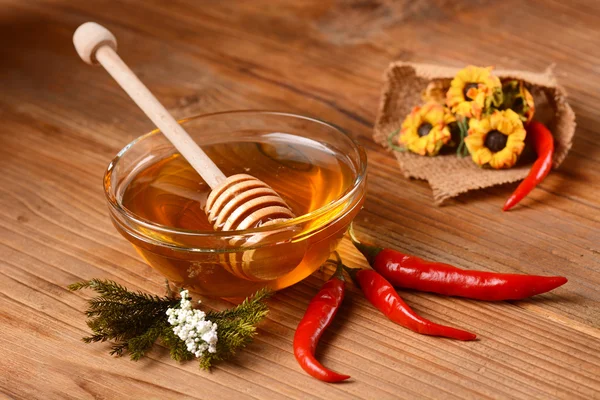 Honning chili i skålen - Stock-foto