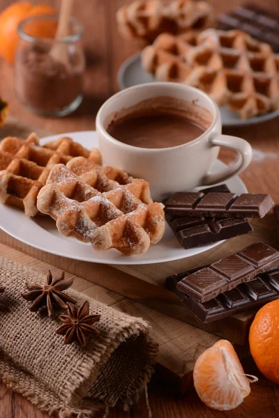 Waffles with chocolate — Stock Photo, Image