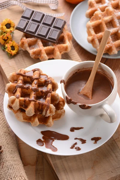 Waffles with chocolate — Stock Photo, Image