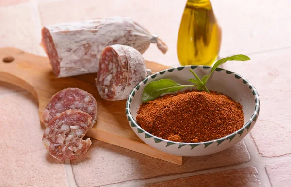 Salami con chile — Foto de Stock