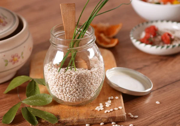 Pearled barley in the jar — Stock Photo, Image