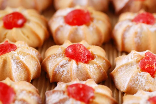 Cookies with candied cherry — Stock Photo, Image