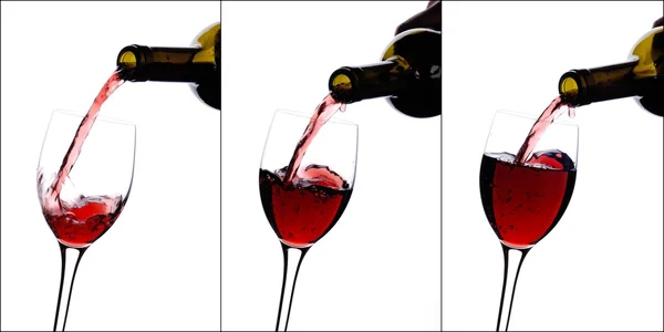 Hällde rött vin — Stockfoto