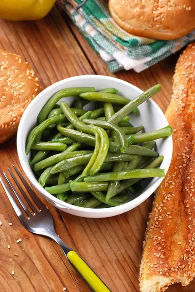 Vařené zelené fazole — Stock fotografie