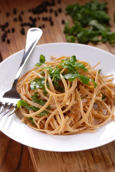 Pasta with arugula — Stock Photo, Image