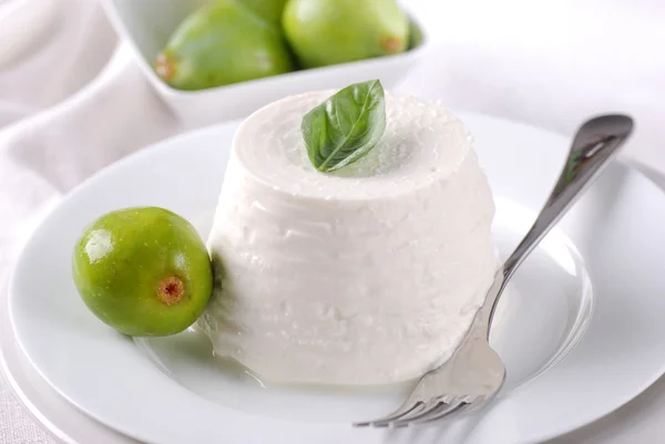 Fresh ricotta on the plate — Stock Photo, Image