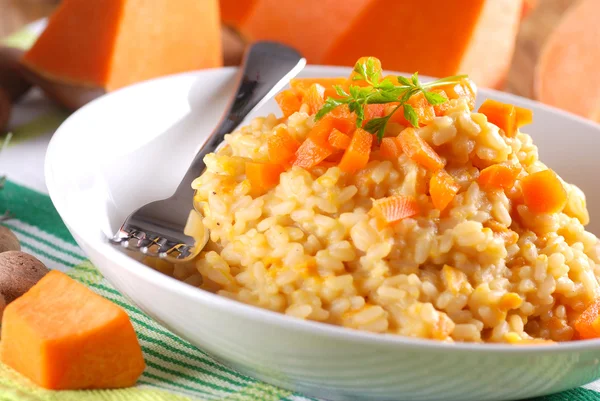 Pumpkin risotto on the plate — Stock Photo, Image