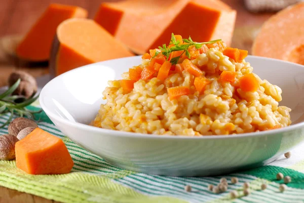 Pumpkin risotto on the plate — Stock Photo, Image