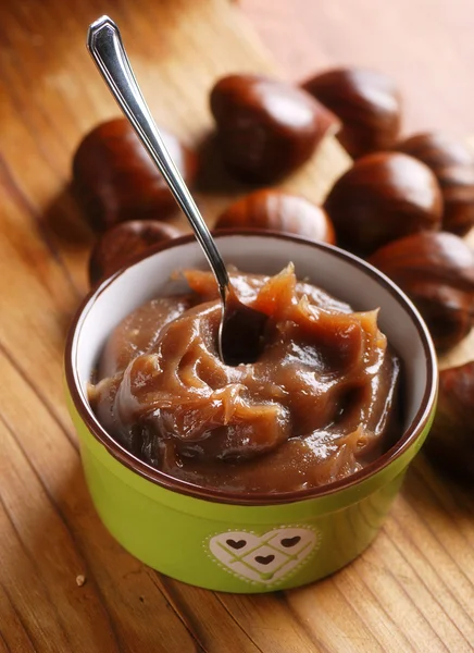 Chestnut cream in the bowl — Stock Photo, Image