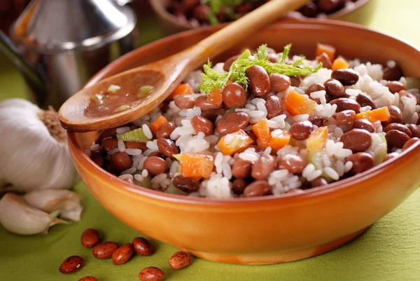 Rice soup and beans — Stock Photo, Image