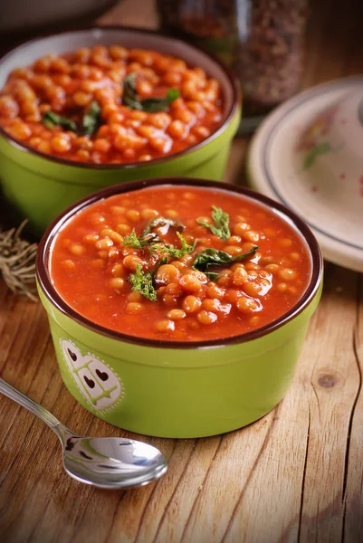 Zuppa di lenticchie nella ciotola — Foto Stock