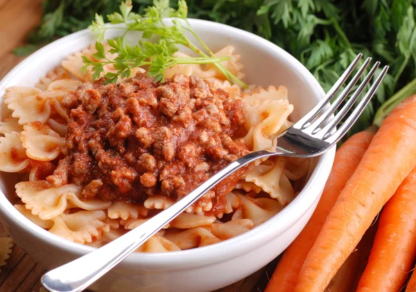 Pasta Bolognese in a bowl — Stock Photo, Image