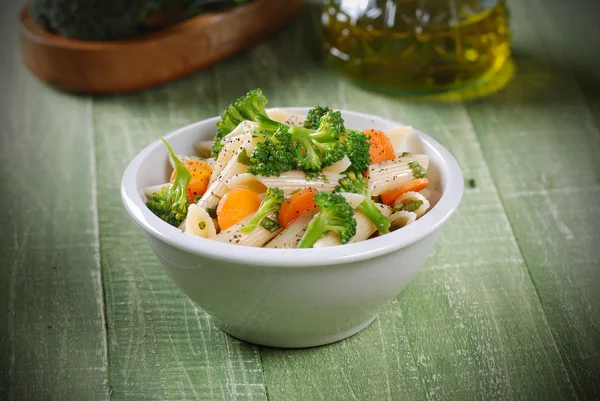 Pasta with broccoli in the bowl — Stock Photo, Image