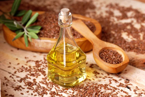 Essential oil linseed — Stock Photo, Image