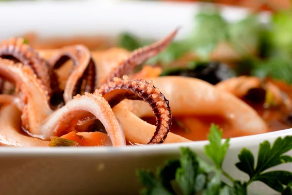 Squid soup in the bowl — Stock Photo, Image