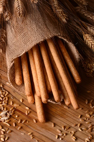 Crispy bread sticks on the table — Stock Photo, Image