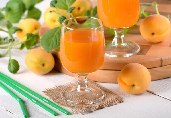 Apricot juice in the glass — Stock Photo, Image