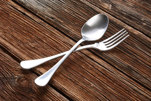 Metal cutlery on the table — Stock Photo, Image