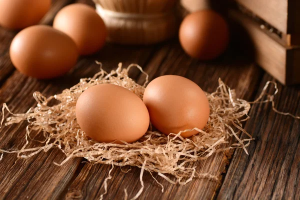 Fresh eggs on the table — Stock Photo, Image