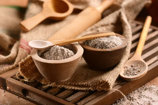 Buckwheat flour in the bowl — Stock Photo, Image