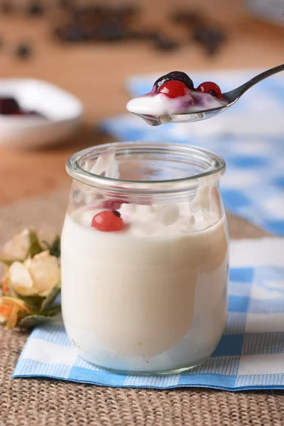 Yoghurt med bär — Stockfoto