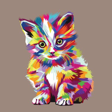 Pop sanat tarzında sevimli bir kedi. 