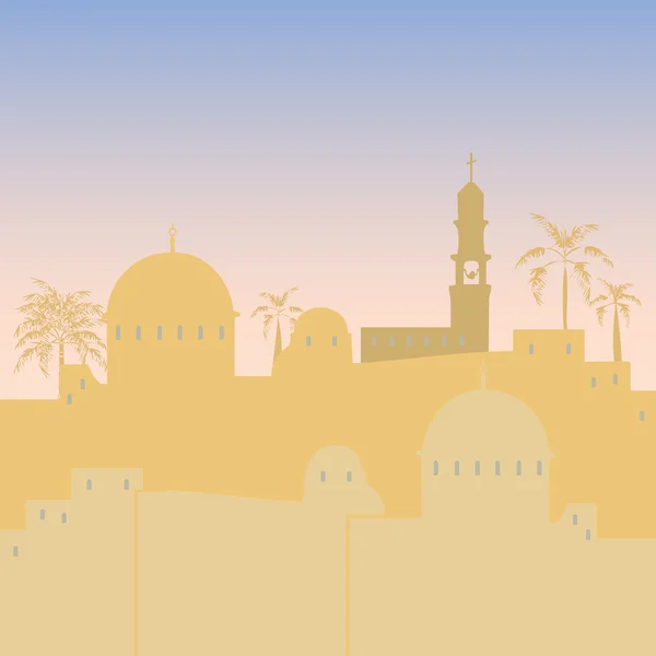 Jerusalem manzarası siluet düz tasarım