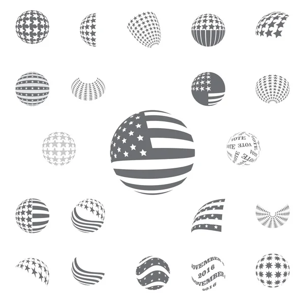 Küresel gri renk ABD bayrağı simgeleri — Stok Vektör