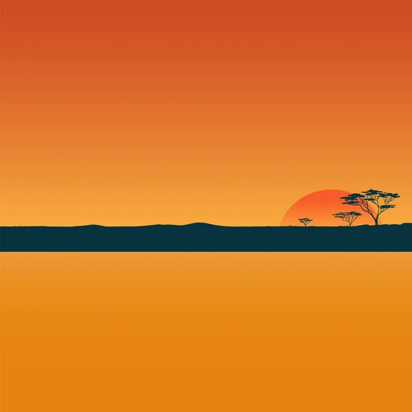 Landschaft mit Sonnenuntergang in der Wüste. — Stockvektor