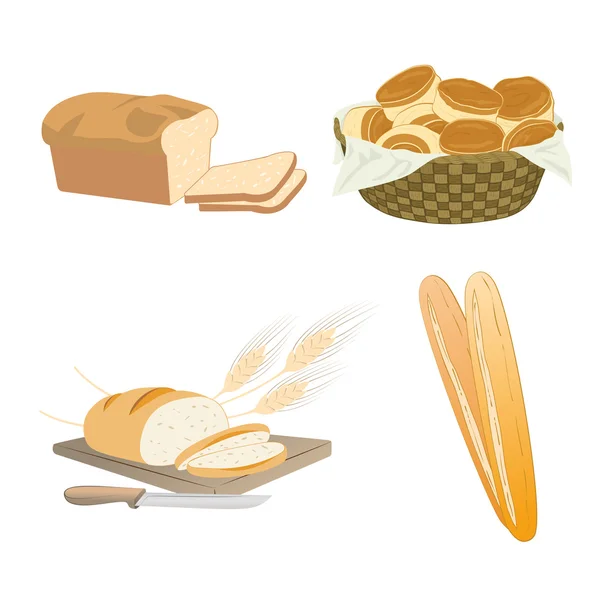 Ställa in cartoon mat, bröd — Stock vektor