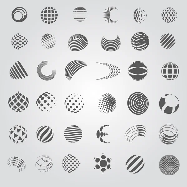 Sphere Icons Set - Isolated On Gray Background — Stock Vector