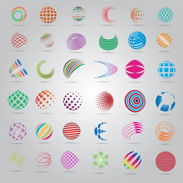 Sphere Icons Set - isoliert auf grauem Hintergrund — Stockvektor